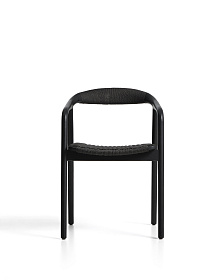 Уличный стул Derile из массива дуба и веревки в черной отделке