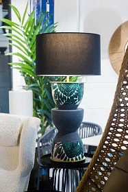 Настольная лампа Metric ручной росписи, латунный металл, черный абажур 801021/41