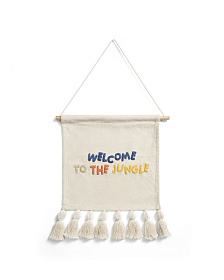 Настенный гобелен из хлопка Tandani бежевого цвета с разноцветными буквами и бахромой, 40 x 50 см