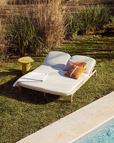 Двойной шезлонг Alipa из массива акации и веревки цвета экрю