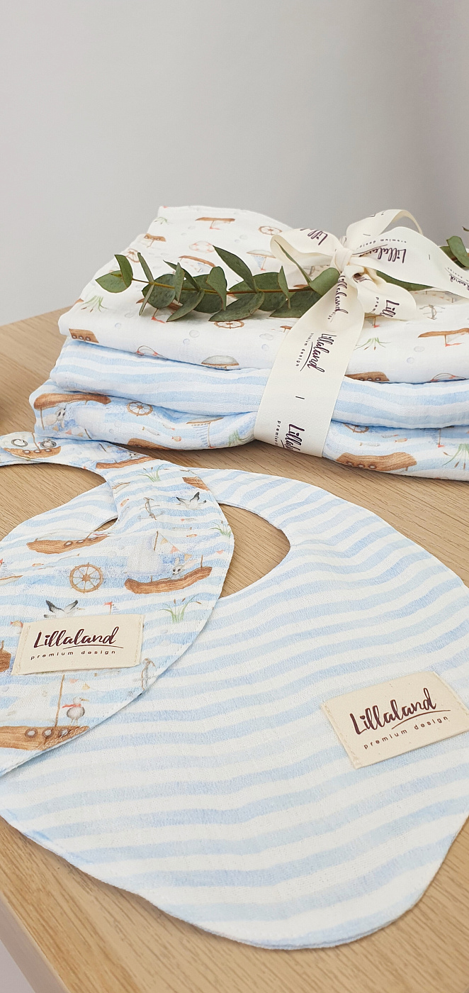 Плед детский Lillaland кораблики/полоска 100/80