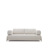 Compo 3-х местный диван из бежевой синели и серого металла 232 см