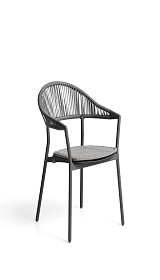 Уличный стул Alimia из графитового алюминия с серой веревкой