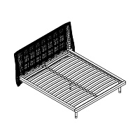 Кровать Altea отделка экокожа PU162, черный матовый лак, латунь, 200x224.5x100 см