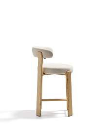 Полубарный стул Granite из бежевого шенилла и ясеня с натуральной отделкой 65 см