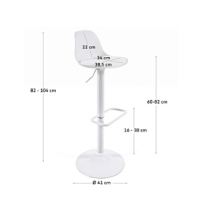Барный стул Orlando-T из белой экокожи и белой матовой стали 60-82 см