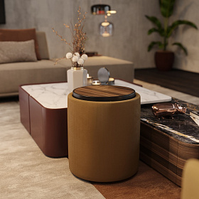 Приставной столик Doria Ebony/LEATHER CAMEL