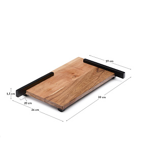 Сервировочная доска Vira из дерева акации и черного металла