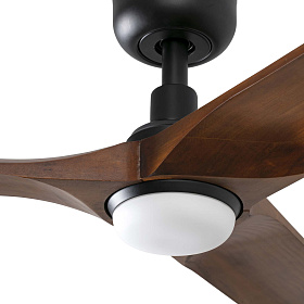 Вентилятор HEYWOOD L Ш1320mm черный / темное дерево 3P LED 10W CCT