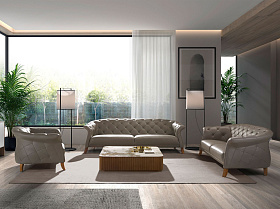 Диван 2-х местный 6187/EX007-2P-T541029 серый кожаный