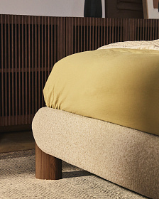 Кровать Odina из букле цвета экрю со съемным чехлом 160 x 200 см