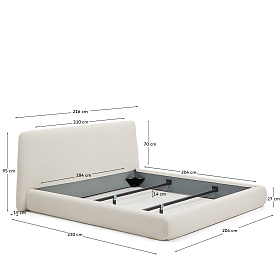 Кровать Martina со съемным чехлом из шенилла цвета экрю 180 x 200