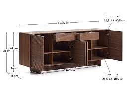 Сервант Norlen с 4 дверцами и 2 ящиками из шпона ореха