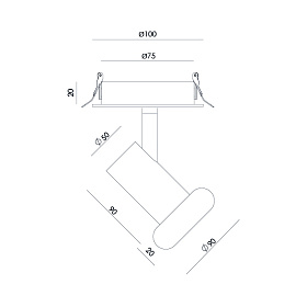 Встраиваемый потолочный светильник Cocus черный металл, зеленый мрамор