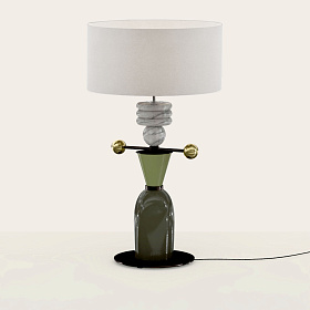 Настольная лампа Nuro белый мрамор с абажуром 801011/40