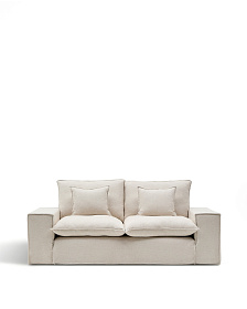 Anarela бежевый льняной диван 2-местный со съемным чехлом и подушками 240 см