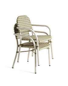 Уличный стул Tuccia бежевого-зеленого цвета из алюминия и искусственного ротанга