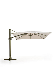 Бежевый консольный зонт Noli с зеленой алюминиевой конструкцией, 300 x 300 см