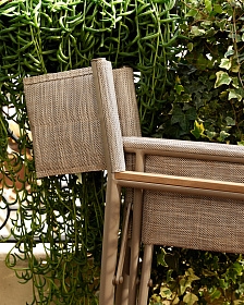 Складной уличный стул Tisno из алюминия цвета экрю и текстиля цвета экрю