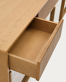 Сервант Helvine с 4 дверцами и 4 ящиками шпон дуба и закаленное стекло, 200 x 75