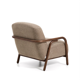 Кресло Sylo из серо-коричневого шенилла и ясеня с отделкой цвета орех