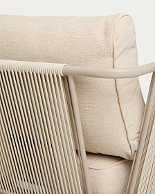 Двухместный уличный диван Zivia из веревки цвета экрю и стали таупе 178 см