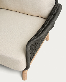 Уличный диван Alipa из акации и темно-серой веревки 235 см