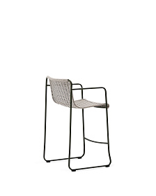 Полубарный стул Maurina из зелёной оцинкованной стали и экрю и серого шнура 64,5 см