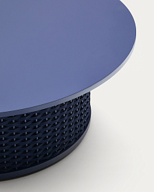 Уличный журнальный столик Sedalis из алюминия и синей веревки, Ø100 см