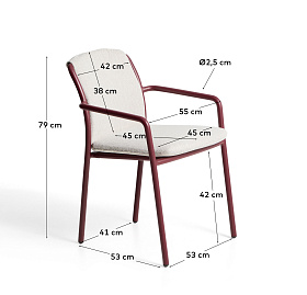 Уличный стул Linosa из бордового алюминия с бежевой подушкой