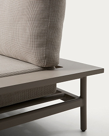 Уличный диван Vathi из бежевого алюминия с шезлонгом справа, 250 x 159 см