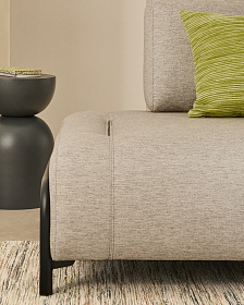 2-местный модуль дивана Compo из шенилла серо-бежевого цвета с черным каркасом, 200 см