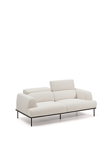 2-местный диван Aurum из шенилла цвета экрю и серого металла 210 см