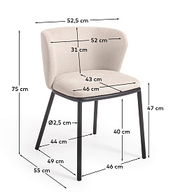 Ciselia Стул из бежевой синели и черной стали