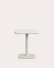 Уличный стол Dina белый из цемента и стали со столешницей 70х70 см