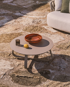 Уличный столик Tamaris из алюминия цвета таупе Ø80 см