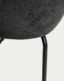 Полубарный стул Meli из серой синели с металлическими ножками, 65 см