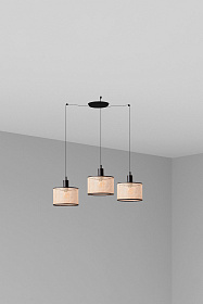 Подвесной светильник Mambo черный/ротанг ø21 3L