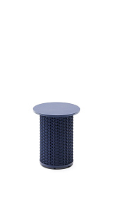 Уличный приставной столик Sedalis из алюминия и веревки синего цвета Ø50 см