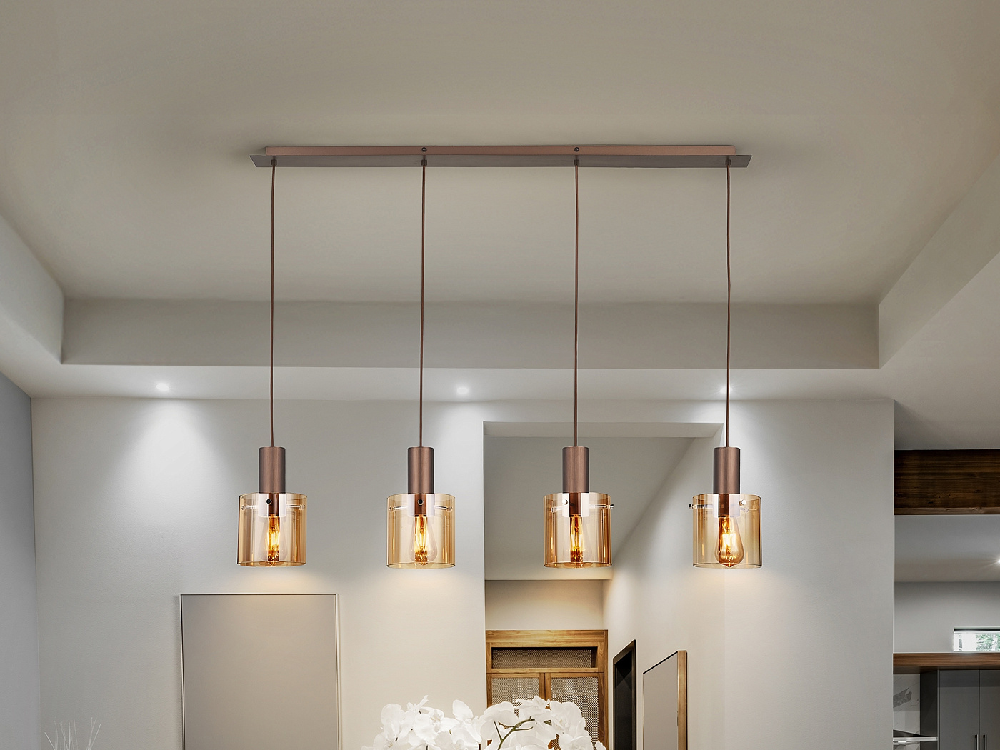 Venize Люстра 4L медный-янтарный