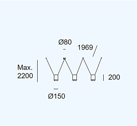 Подвес Attic 3 bodies Rectangular Shape 2200mm 00-8374-05-14