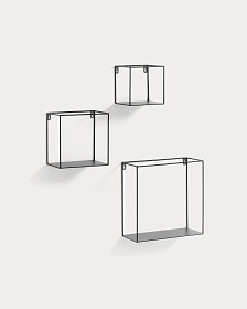 Набор из 3 настенных полок Neth металлический черный 