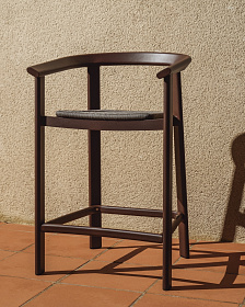 Уличный полубарный стул Erice из алюминия и веревки коричневого цвета, 75 см