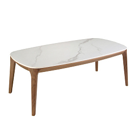 Овальный столик 2132/CT933 из керамики и ореха