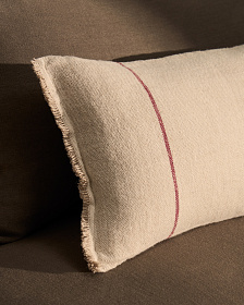 Чехол для подушки Lidore из бежевого льна с красными полосами, 30 x 50 см
