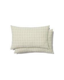 Комплект из 2 чехлов для подушек Tivaro из хлопкового жаккарда в светло-зеленую клетку 30 х 50