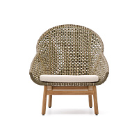 Кресло Olbia с высокой спинкой из искусственного ротанга и массива тика