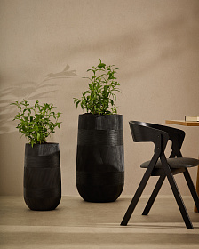 Набор из 2 кашпо Tival из песчаника черного цвета Ø 45 см