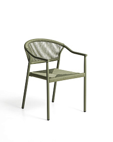 Уличный стул Livadia из зеленого алюминия и веревки