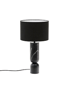 Настольная лампа Vex из черного мрамора с черным льняным абажуром